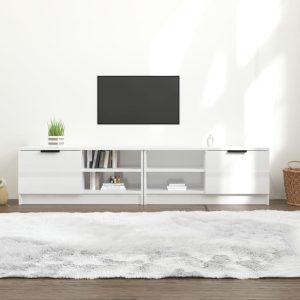 vidaXL Szafki pod TV, 2 szt., białe, wysoki połysk, 80x35x36,5 cm