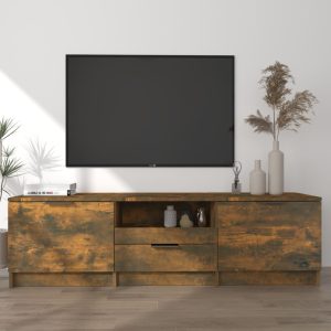 vidaXL Szafka pod telewizor, przydymiony dąb, 140x35x40 cm