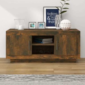 vidaXL Szafka pod telewizor, przydymiony dąb, 102x35x45 cm