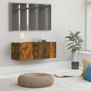 vidaXL Ścienna szafka TV, przydymiony dąb, 80x30x30 cm