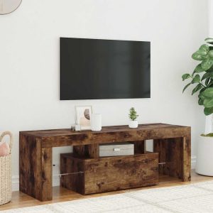 vidaXL Szafka pod TV z oświetleniem LED, przydymiony dąb, 120x35x40 cm