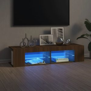 vidaXL Szafka TV z oświetleniem LED, brązowy dąb, 135x39x30 cm