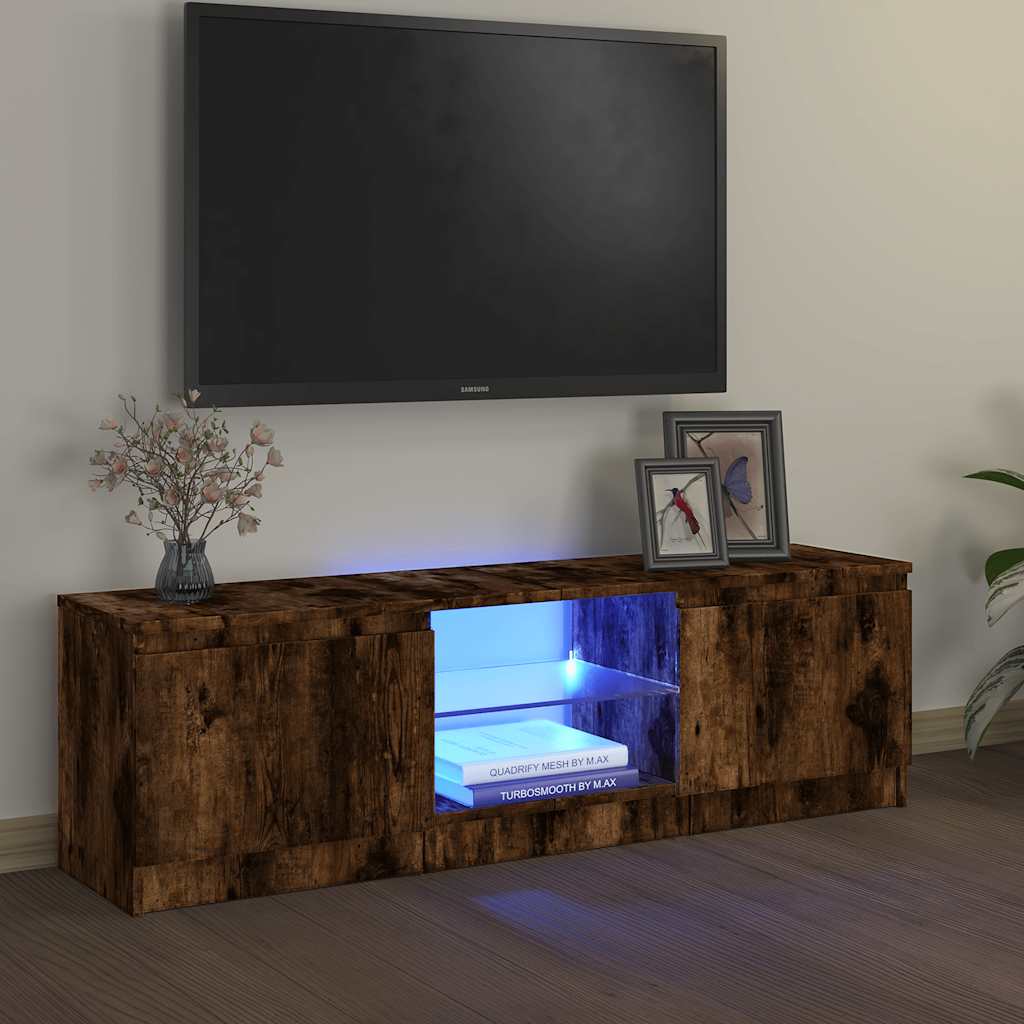 vidaXL Szafka pod TV z LED, przydymiony dąb, 120x30x36 cm