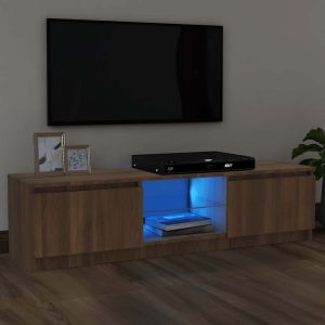 vidaXL Szafka pod TV z LED, brązowy dąb, 120x30x36 cm
