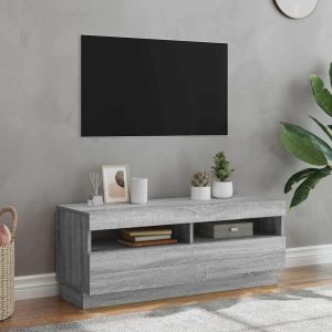 vidaXL Szafka pod TV z oświetleniem LED szary dąb sonoma, 100x35x40 cm