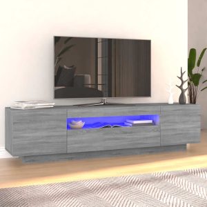 vidaXL Szafka TV z oświetleniem LED, szary dąb sonoma, 160x35x40 cm
