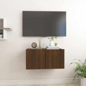 vidaXL Wisząca szafka pod TV, brązowy dąb, 60x30x30 cm