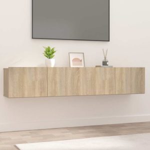 vidaXL Ścienne szafki TV, 2 szt., dąb sonoma, 80x30x30 cm