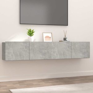 vidaXL Ścienne szafki TV, 2 szt., szarość betonu, 80x30x30 cm