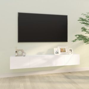 vidaXL Szafki ścienne pod TV, 2 szt., białe, 100x30x30 cm