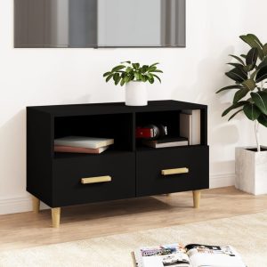vidaXL Szafka pod TV, czarna, 80x36x50 cm, materiał drewnopochodny