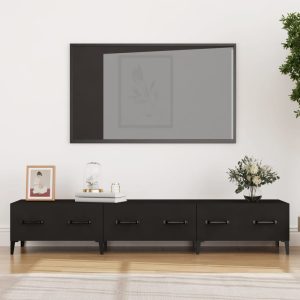 vidaXL Szafka pod TV, czarna, 150×34,5×30 cm, materiał drewnopochodny