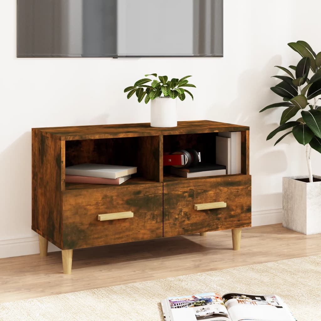 vidaXL Szafka pod telewizor, przydymiony dąb, 80x36x50 cm