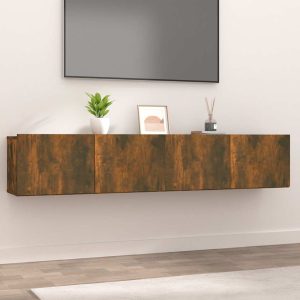vidaXL Ścienne szafki TV, 2 szt., przydymiony dąb, 80x30x30 cm