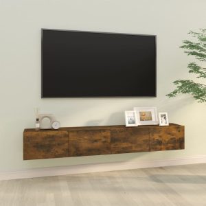 vidaXL Ścienne szafki TV, 2 szt., przydymiony dąb, 100x30x30 cm