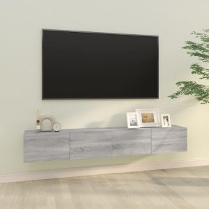 vidaXL Ścienne szafki TV, 2 szt., szary dąb sonoma, 100x30x30 cm
