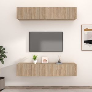 vidaXL Ścienne szafki TV, 4 szt., dąb sonoma, 80x30x30 cm