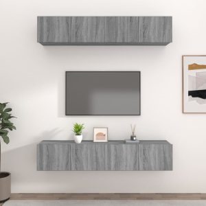 vidaXL Szafki TV, 4 szt., szary dąb sonoma, 80x30x30 cm