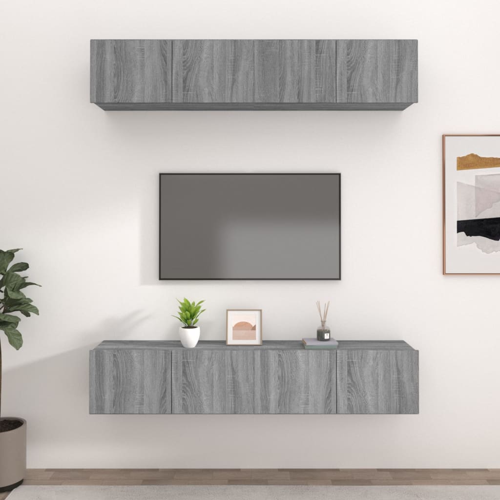 vidaXL Szafki TV, 4 szt., szary dąb sonoma, 80x30x30 cm