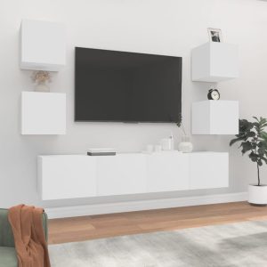 vidaXL Zestaw 6 szafek telewizyjnych, biały