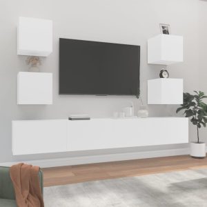 vidaXL Zestaw 6 szafek telewizyjnych, biały
