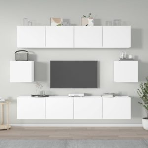 vidaXL Zestaw 6 szafek telewizyjnych, biały, materiał drewnopochodny