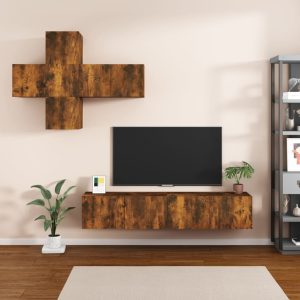 vidaXL Zestaw 7 szafek TV, przydymiony dąb, materiał drewnopochodny