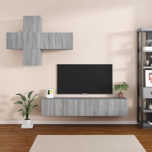 vidaXL Zestaw 7 szafek TV, szary dąb sonoma, materiał drewnopochodny