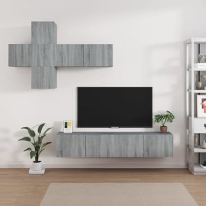vidaXL Zestaw 7 szafek TV, szary dąb sonoma, materiał drewnopochodny