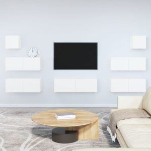 vidaXL Zestaw 7 szafek TV, Biały, materiał drewnopochodny