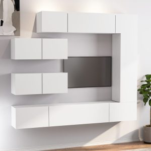 vidaXL Zestaw 7 szafek TV, Biały, materiał drewnopochodny