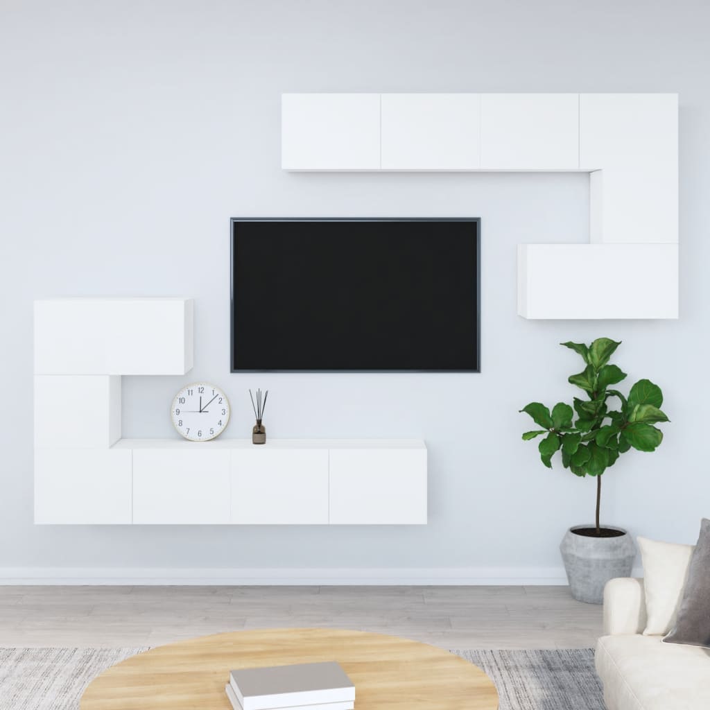 vidaXL Wisząca szafka telewizyjna, biała, materiał drewnopochodny