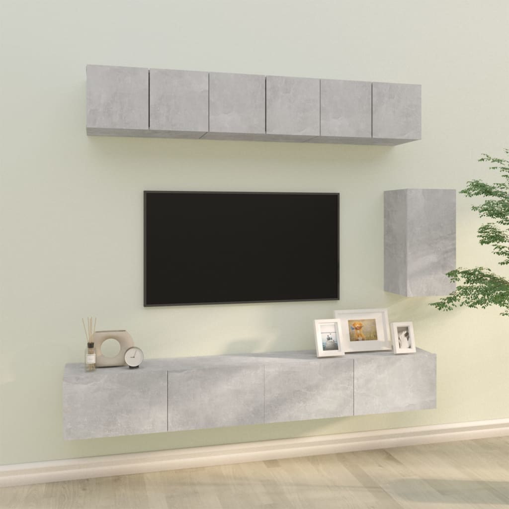 vidaXL Zestaw 6 szafek telewizyjnych, szarość betonu