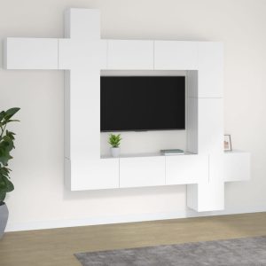vidaXL Zestaw 9 szafek TV, biały, materiał drewnopochodny