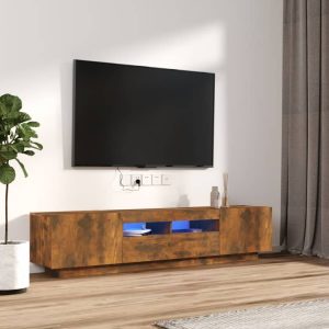 vidaXL Zestaw 2 szafek TV z oświetleniem LED, przydymiony dąb