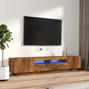 vidaXL Zestaw 2 szafek TV z oświetleniem LED, przydymiony dąb