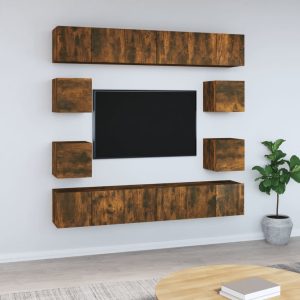 vidaXL Zestaw 10 szafek TV, przydymiony dąb, materiał drewnopochodny