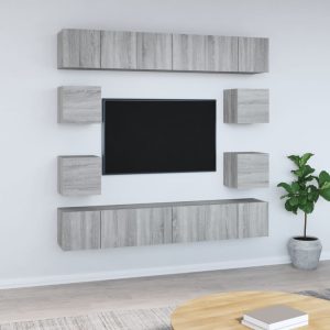 vidaXL Zestaw 10 szafek TV, szary dąb sonoma, materiał drewnopochodny