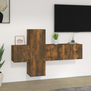 vidaXL Zestaw 3 szafek TV, przydymiony dąb, materiał drewnopochodny
