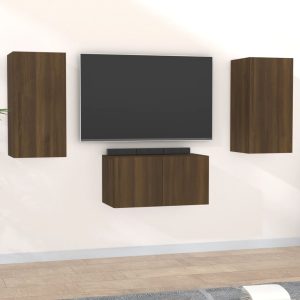 vidaXL Zestaw 3 szafek TV, brązowy dąb, materiał drewnopochodny