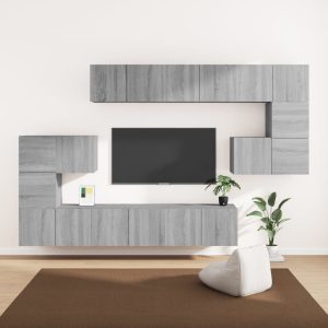 vidaXL Zestaw 10 szafek TV, szary dąb sonoma, materiał drewnopochodny
