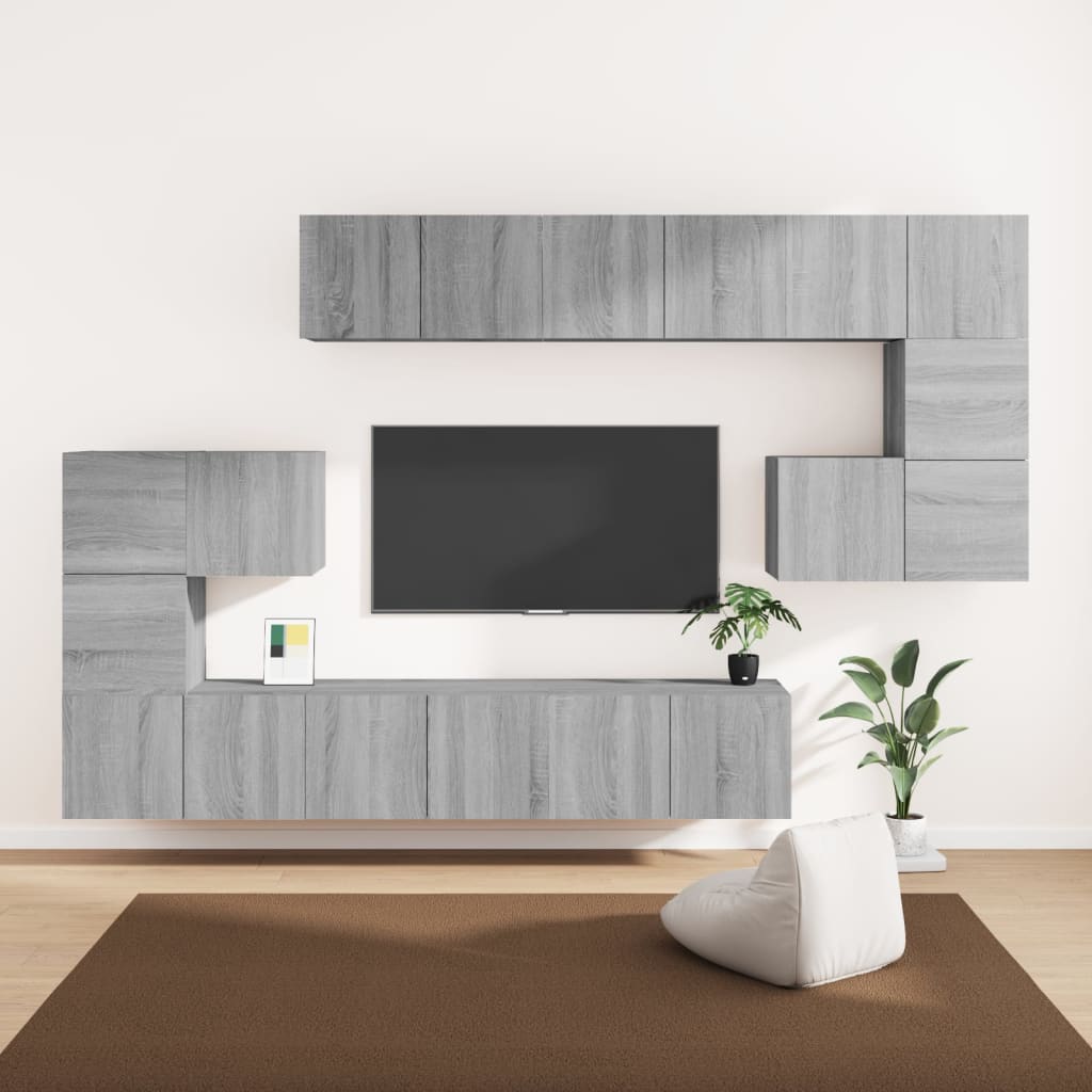 vidaXL Zestaw 10 szafek TV, szary dąb sonoma, materiał drewnopochodny