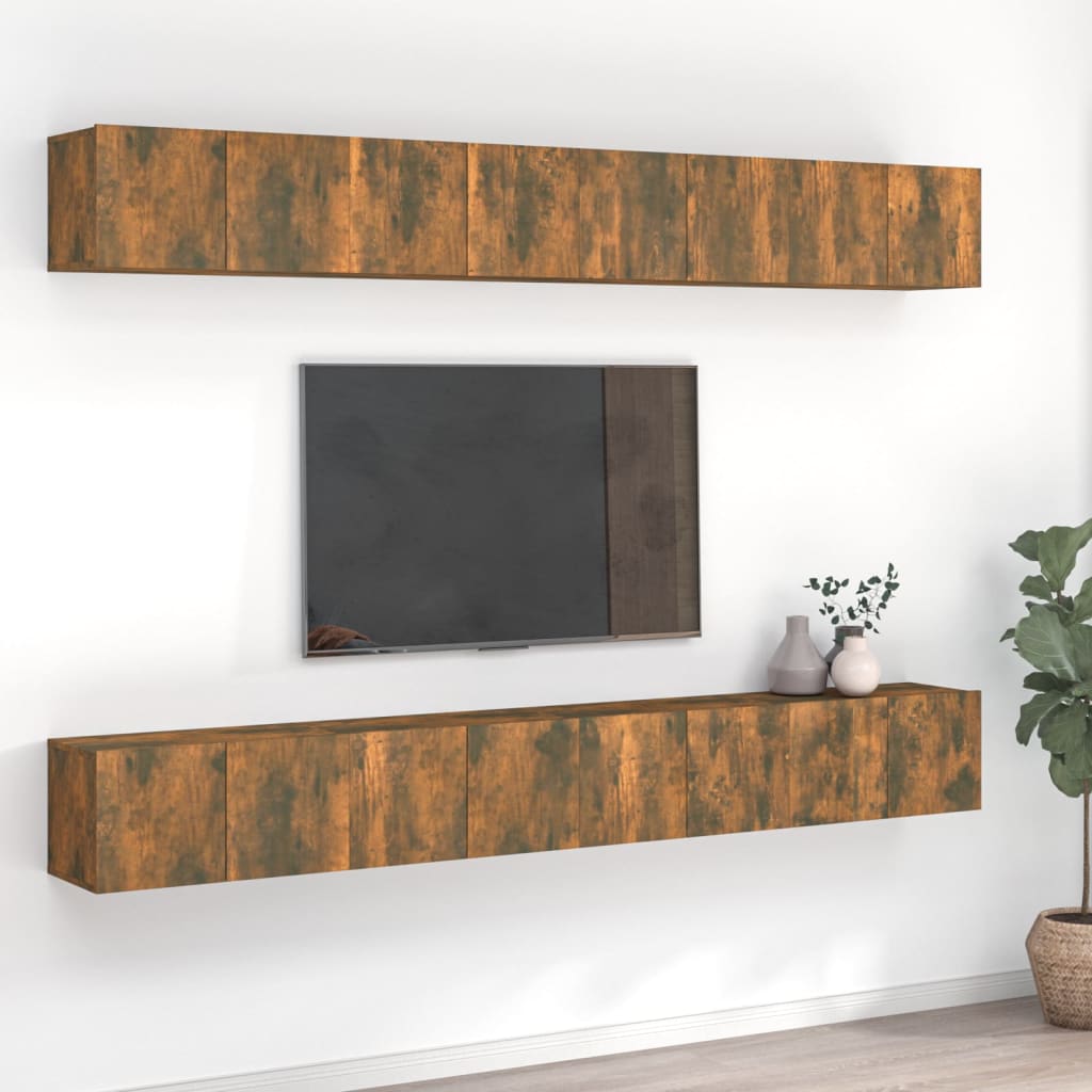 vidaXL Szafki TV, 8 szt., przydymiony dąb, 60x30x30 cm