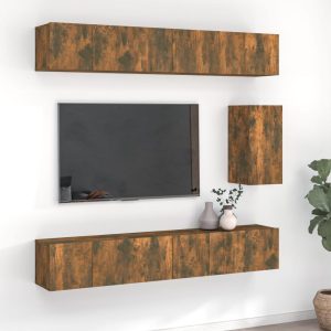 vidaXL Zestaw 7 szafek TV, przydymiony dąb, materiał drewnopochodny
