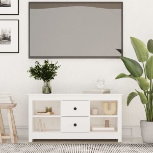 vidaXL Szafka pod telewizor, biała, 103×36,5×52 cm, drewno sosnowe