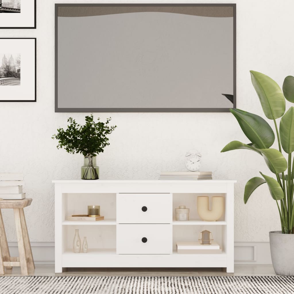 vidaXL Szafka pod telewizor, biała, 103×36,5×52 cm, drewno sosnowe