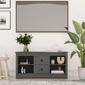 vidaXL Szafka pod telewizor, szara, 103×36,5×52 cm, drewno sosnowe