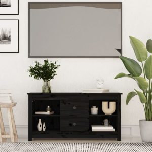 vidaXL Szafka pod telewizor, czarna, 103×36,5×52 cm, drewno sosnowe