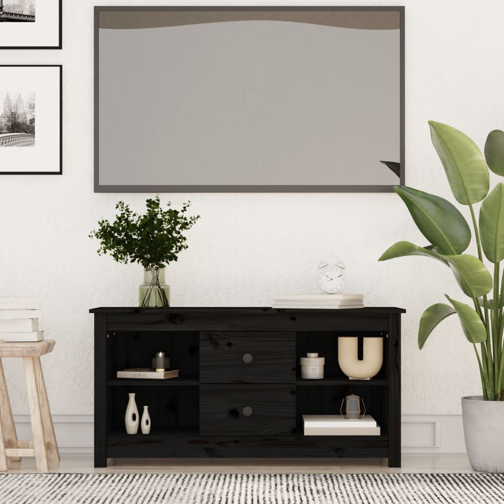 vidaXL Szafka pod telewizor, czarna, 103×36,5×52 cm, drewno sosnowe