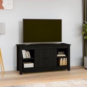 vidaXL Szafka pod telewizor, czarna, 103×36,5×52 cm, drewno sosnowe